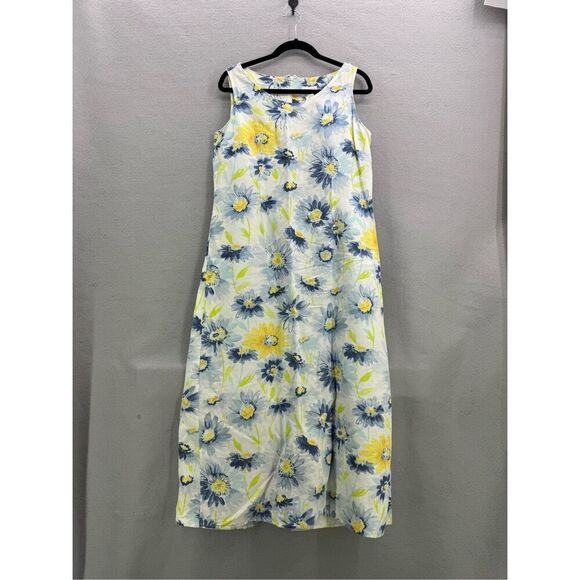 Vintage Liz Claiborne Womens Multicolor Floral Linen Blend Sheath Dress Size 12 - Picture 1 of 6